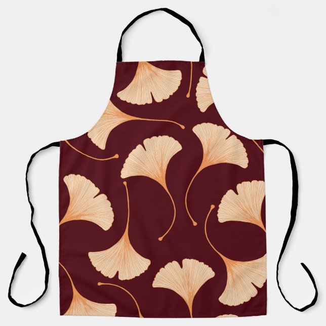 Tablier Feuilles de Ginkgo biloba, motif floral transparen (Recto)