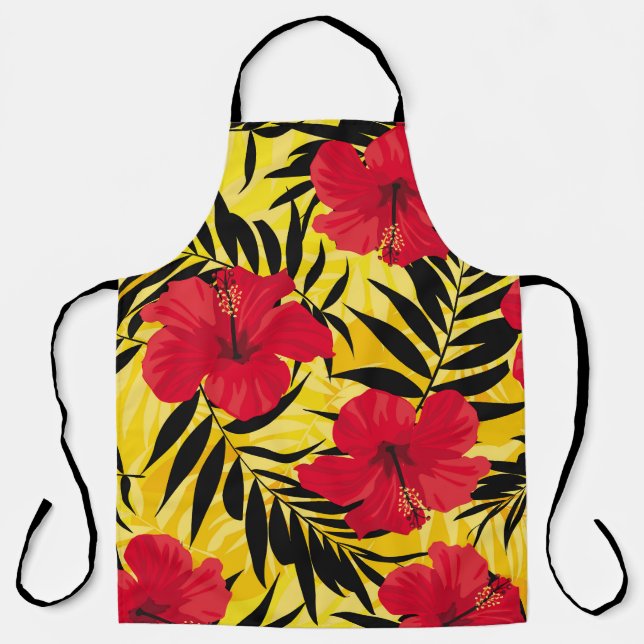 Tablier Feuilles de palmiers à fleurs tropicales, motif vi (Recto)