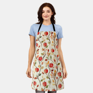 Tablier Feuilles de pommes rouges à la crème