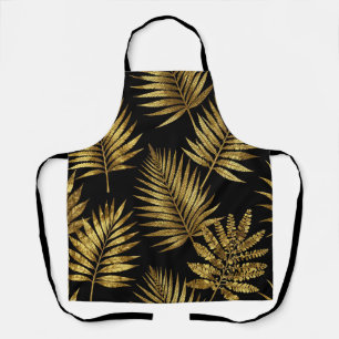 Tablier Feuilles Tropicales Dorées Motif Luxe