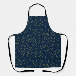 Tablier Feuilles vert sauge lunatique motif marine