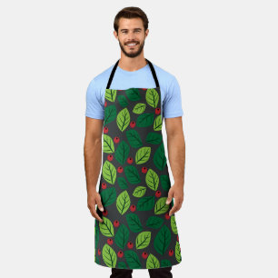 Tablier Feuilles verts, Berries Rouges, Motif Des Feuilles