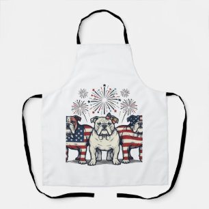 Tablier Feux d'artifice de Bouledogue patriotique Gravure 