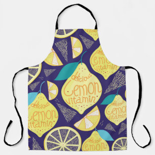Tablier Feux de citrons : bleu foncé Motif brillant