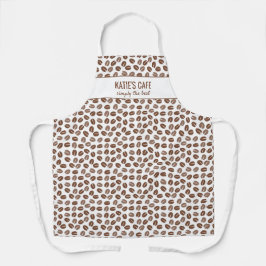 Tablier Fèves de café foncé Barista, Votre Nom Apron Perso