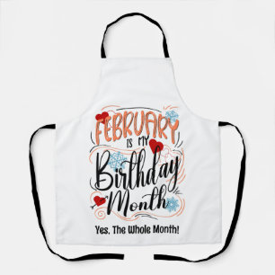 Tablier Février Anniversaire Mois, Typographie Coeurs Anni