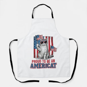 Tablier Fier d'être un T-shirt de chat patriotique américa