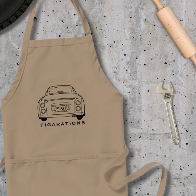 Tablier Figaro Nom de la voiture Garage Apron (A figaro apron perfect for the kitchen or garage. Add your name and initials)