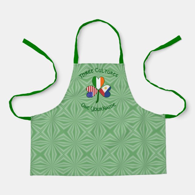 Tablier Filipino Irish USA Drapeaux Shamrock Kid's (Recto)