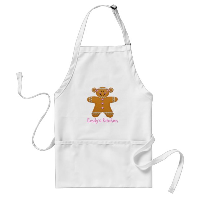 Tablier Fille Apron~Customize de pain d'épice avec le nom (Devant)