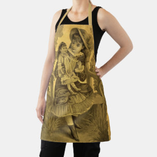 Tablier Fille avec poupée Art Vintage