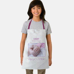 Tablier Fille Baptême Félicitations pour Baby Personnalisé