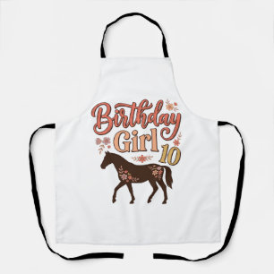 Tablier Fille d'anniversaire 10 Cheval Floral Design Vecto