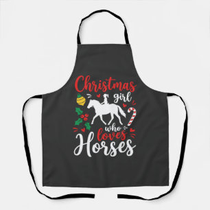 Tablier Fille de Noël qui aime les chevaux