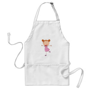 Tablier Fille heureuse aux cheveux roux en chignons, dessi