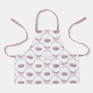 Tablier Fille Macarons roses personnalisés Ruban Coquette 