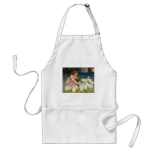Tablier Fille nourrissant des lapins
