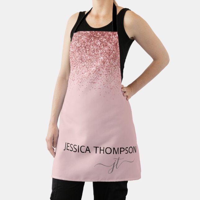 Tablier Fille Parties scintillant Blush rose Simple Monogr (Insitu)