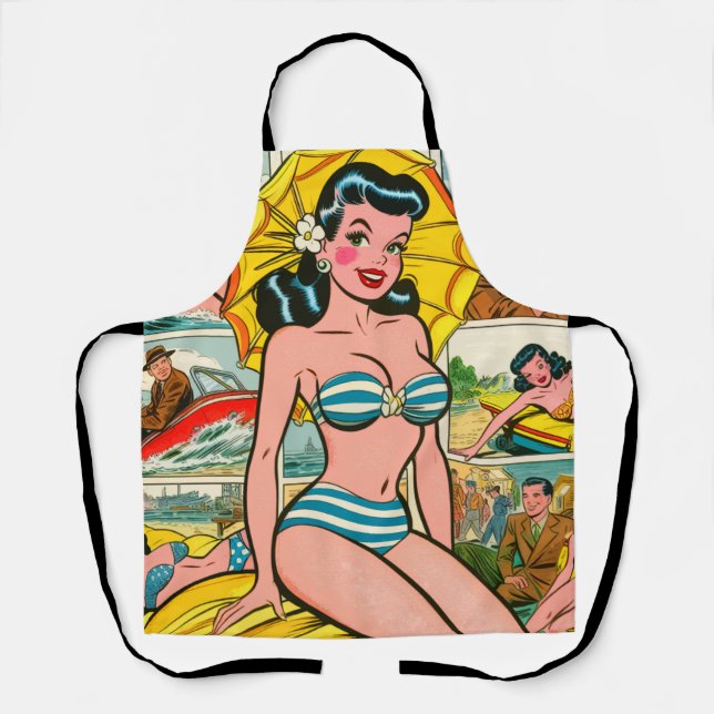 Tablier Fille Rétro Bikini Bandes Dessinées Été (Recto)