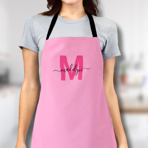 Tablier Fille rose Nom initial Monogramme
