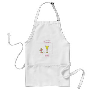 Tablier Fille Rose Première Communion, Calice, Hostie, Ros