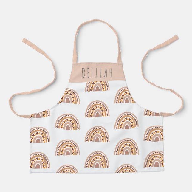 Tablier Filles Cute Boho Rainbow Motif personnalisé (Recto)