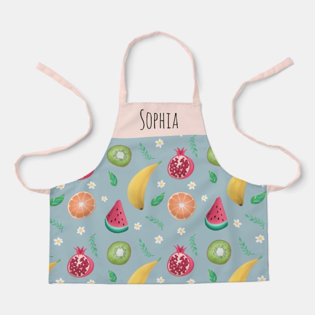 Tablier Filles Cute Tropical Fruit Motif Chef Enfants (Recto)