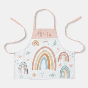 Tablier Filles mignonne rose Aquarelle Boho Floral Arc-en-