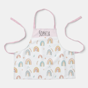 Tablier Filles mignonne rose Aquarelle Boho Motif arc-en-c