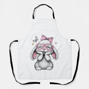Tablier Filles Pâques Lapin Mignon Visage Rose Pâques Enfa