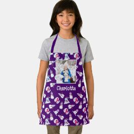 Tablier Filles Photo Et Nom Noël Snowman Purple