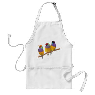 Tablier Finches gouldiennes colorées dans les Pastels