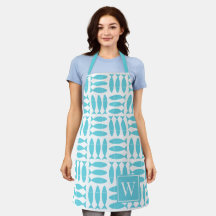 Fish Block Print Nautical -Turqoise Monogram