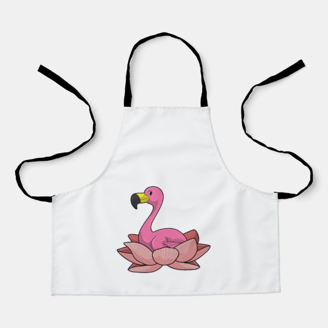 Tablier Flamant rose à fleur de Lotus (Recto)
