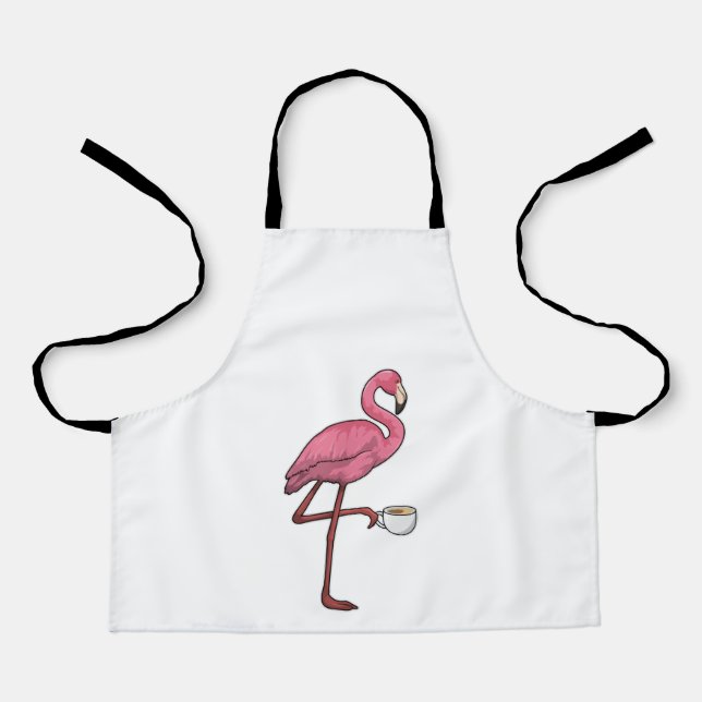 Tablier Flamant rose avec la coupe du café (Recto)