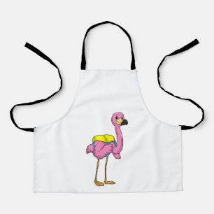 Tablier Flamant rose comme élèves avec sac scolaire