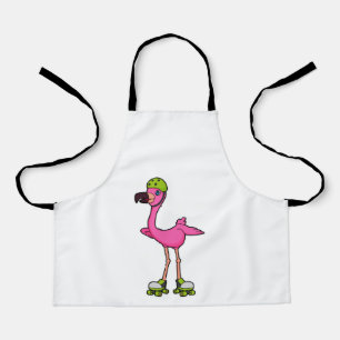 Tablier Flamant rose comme Patineur avec Roller Patins & C