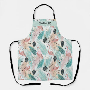 Tablier Flamant rose d'aquarelle Motif tropical
