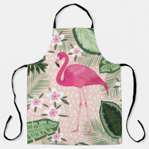 Tablier Flamant rose et palmiers sans soudure motif illust
