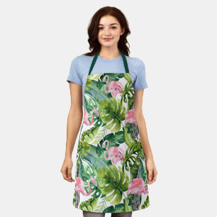 Tablier Flamant rose Feuille Tropical Palm