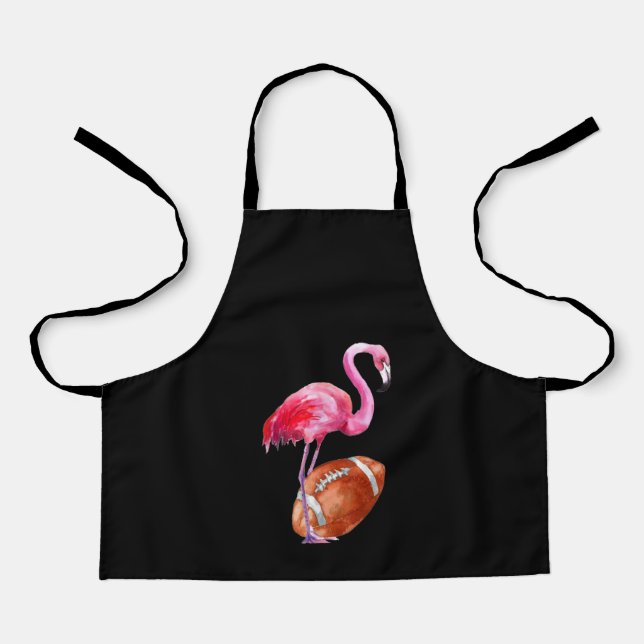 Tablier Flamant rose Fleur Rugby Boule Amoureux des animau (Recto)