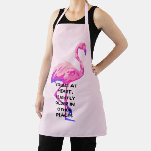 Tablier Flamant rose Jeune Au Coeur Drôle Dire Citation