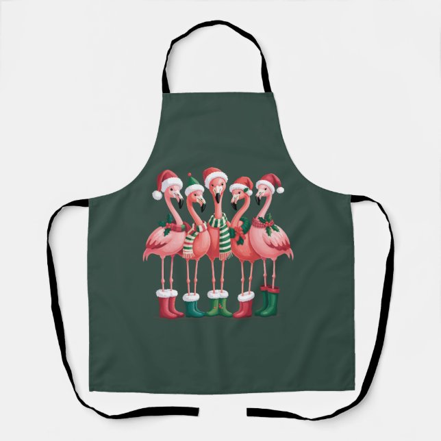 Tablier Flamant rose Lover Cadeau Noël Joyeux Noël (Recto)