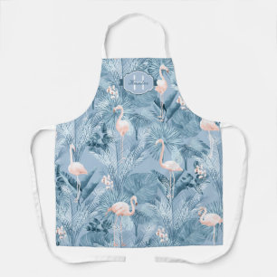 Tablier Flamant rose Orchidée Tropical Motif Blue ID868