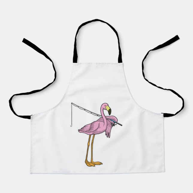 Tablier Flamant rose Pêche Pêcheur Pêcheur canne (Recto)