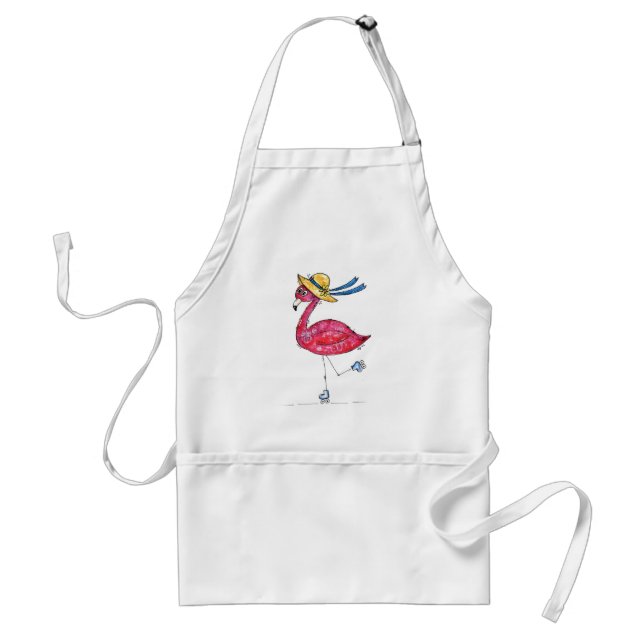 Tablier Flamant rose rose mignon et capricieux sur les pat (Devant)