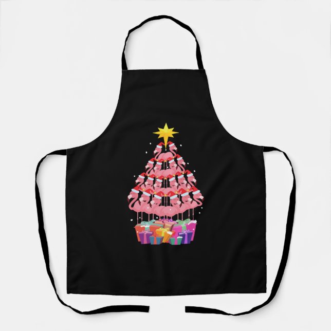 Tablier Flamant rose Vilain arbre de Noël Drôle cadeau (Recto)