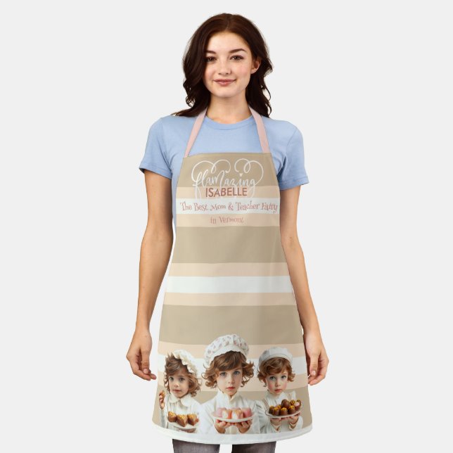 Tablier Flamazing mignon enfants avec chocolats gourmands  (Porté)