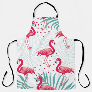 Tablier Flamingo tropical et feuille, motif d'été.
