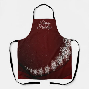 Tablier Flammes de neige Cristal de Noël Rouge Rustique